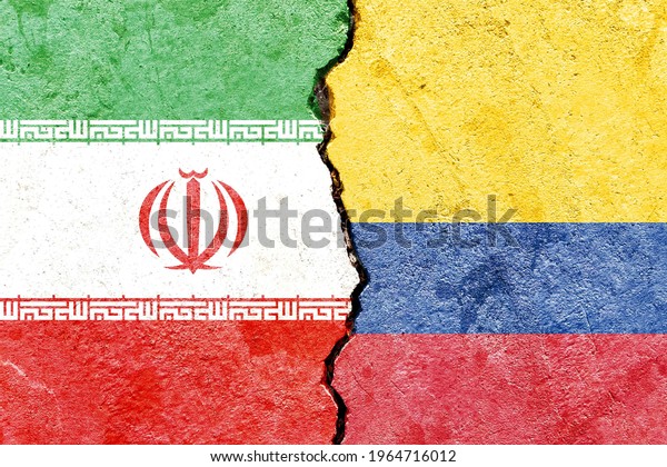 Grunge Iran VS Colombia national flags icon\
pattern isolated on broken cracked wall background, abstract Iran\
Colombia international politics relationship divided conflicts\
concept texture\
wallpaper