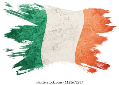 Grunge Ireland flag. Irish flag with grunge texture. Brush stroke.
