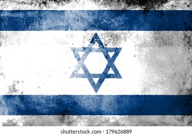 Grunge Israel Flag On Dirty Paper 