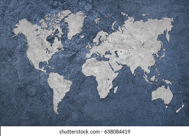 Grunge Map of the World. Vintage style.