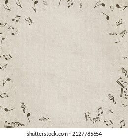 Grunge musical background. Old paper texture, music notes. - Powered by Shutterstock