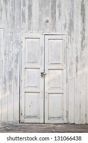 Grunge Old White Door With Lock