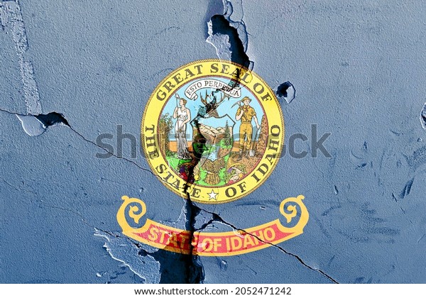 Grunge\
pattern of Idaho State Flag icon painted on old weathered broken\
wall background, abstract US State Idaho politics economy election\
society history issues concept texture\
wallpaper