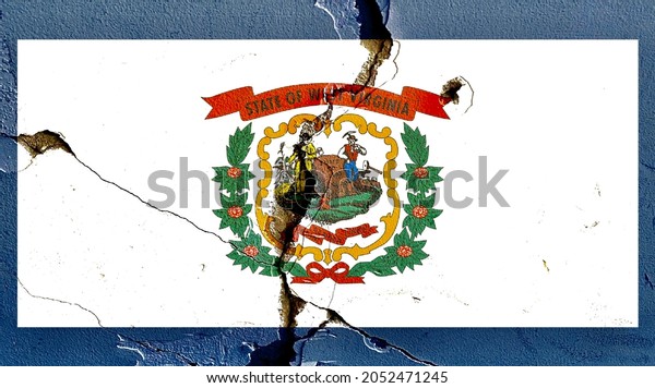 Grunge pattern of West Virginia Flag icon\
painted on old weathered broken wall background, abstract US State\
West Virginia politics economy election society history issues\
concept texture\
wallpaper