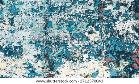Grunge Peeling Paint Texture with Blue, White, and Rust Tones for Abstract Distressed Background