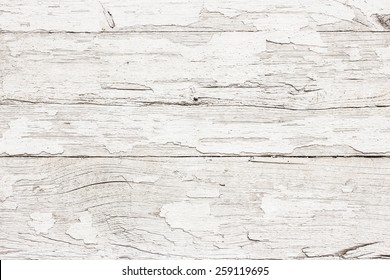 Grunge Peeling White Paint Wood Texture.