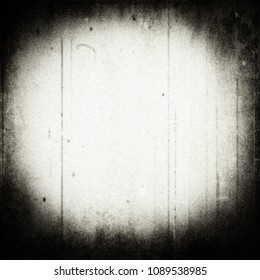 Grunge Scratched Background, Old Film Effect, Horror Texture With Frame And Dust