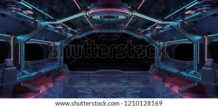 Grunge Spaceship interior with black background 3D rendering
