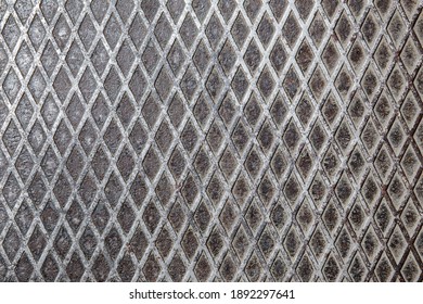 Grunge Steel Floor Plate With Embossed Diamond Pattern Background