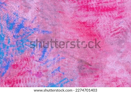 Grunge texture, pink and blue colorful chalk on concrete surface