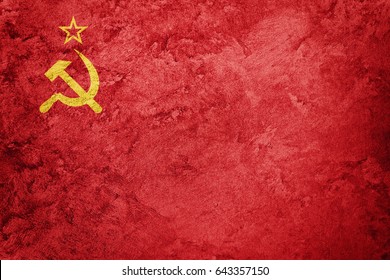 Grunge USSR Flag. Soviet Union Flag With Grunge Texture.