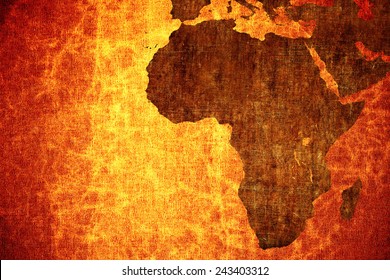 Grunge vintage scratched Africa map background.