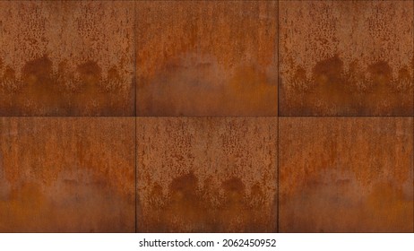 Grunge weathered rusty orange brown metal corten steel stone background rust texture pattern design
