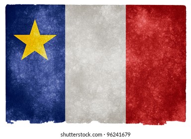 Grungy Acadian Flag on Vintage Paper (where Acadian refers to a French culture in the Eastern provinces of Canada distinct from the French culture of Quebec)
