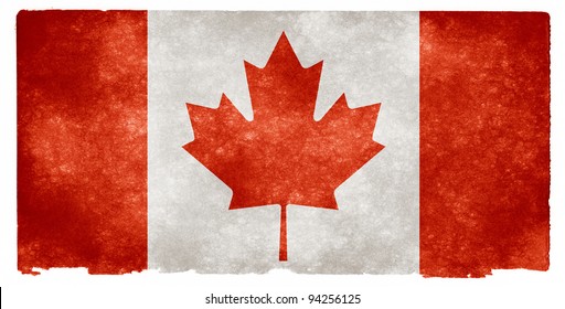 Grungy Canadian Flag On Vintage Paper