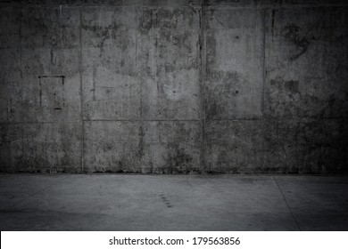 Grungy concrete wall and stone floor room as background