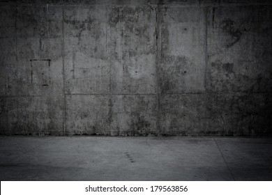 Grungy Concrete Wall And Stone Floor Room As Background