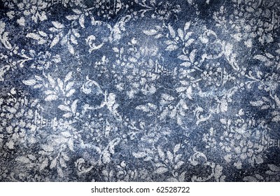 Grungy Denim With Faded Floral Effect Background