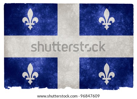 Grungy Flag of Quebec on Vintage Paper