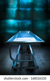 Grungy And High Contrast Photo Of Morgue Trays