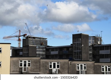 Grungy Plymouth Cityscape In Winter