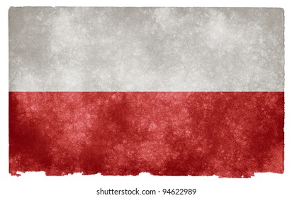 Grungy Polish Flag On Vintage Paper