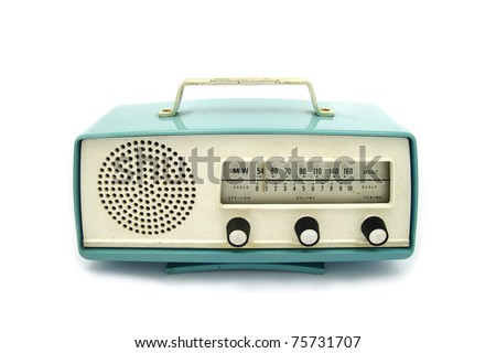 grungy retro radio on  isolated white background