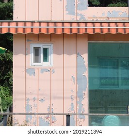 Grungy Retro Vacant Store Front, With Pink Peeling Paint