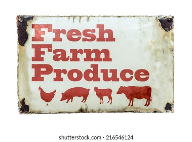 Grungy Rustic Vintage Sign For Fresh Farm Produce