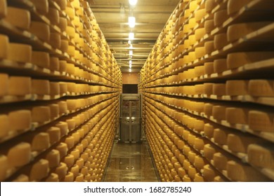 Gruyere Cheese Cave In Switzerland