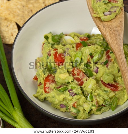 Guacamole dip. Selective focus.