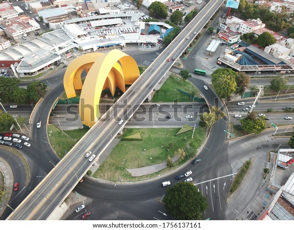 Guadalajara, Mexico - June 17 2018:\
Aerial view of the millennium arches, a gazebo in\
Guadalajara
