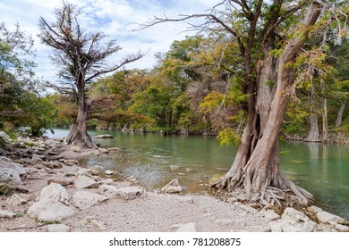 Guadalupe River Crossing The Guadalupe State Park In Texas. 