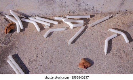 GUADELOUPE - FEBRUARY, 2019 : Candles And Offerings After A Voodoo Ceremony