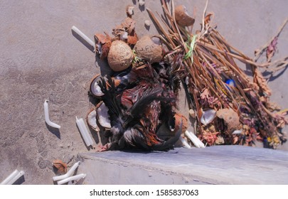 GUADELOUPE - FEBRUARY, 2019 : 
Remain Of A Caribbean Voodoo Ceremony