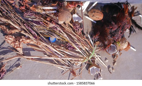 GUADELOUPE - FEBRUARY, 2019 : 
Remain Of A Caribbean Voodoo Ceremony