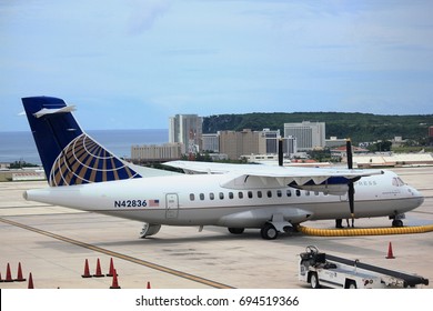 GUAM, USA—A United Airlines Aircraft Waits For Passengers To Saipan From Guam International Airport In December 2016