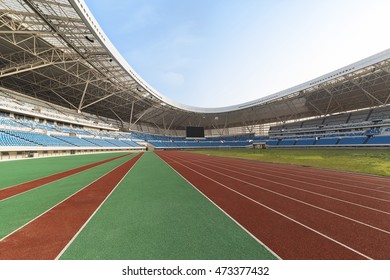 Guangzhou, China, August 23, 2016: Track And Field Stadium And The Audience Seats