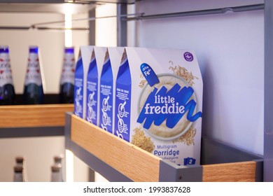 Guangzhou, China - May 17, 2021: Packs Of Little Freddie Oatmeal Porridge Is On The Kitchen Cupboard Shelf