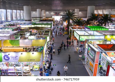 GUANGZHOU, CHINA - OCT 26, 2017 : The View At China Import And Export Fair(Canton Fair Complex) In Guangzhou China. It Is The Largest Trade Fair In China.