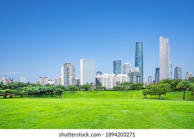 Guangzhou City Buildings And Big Lawn