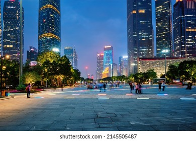 Guangzhou cityscape skyline Flower City Square illuminated in the evening. Guangzhou, China. Guangzhou, China - Powered by Shutterstock