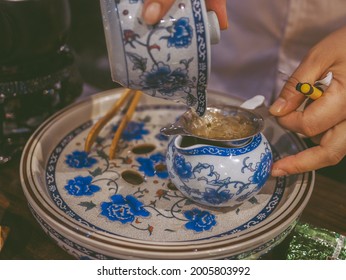 Guangzhou, Guangdong, China - 2 May 2019: Chinese Tea Being Served.