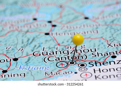 Guangzhou Pinned On A Map Of Asia 