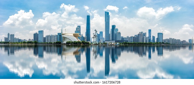 Guangzhou Skyline With Clouds In Day Time