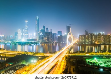 Guangzhou Skyline Night Liede Bridge Across Stock Photo (Edit Now ...