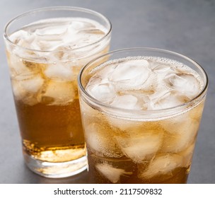 Guarana Soda, Typical Brazilian Soft Drink In Cups With Ice.