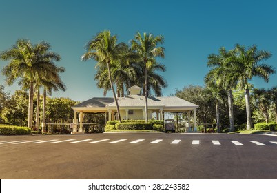 Guard Entrance To Gated Community In South Florida, Light Leaks