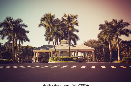 Guard Entrance To Gated Community In South Florida