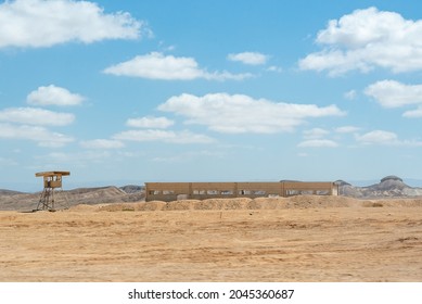 Guard tower and practice building in the Negev Desert in southern Israel

